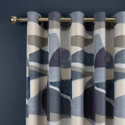 Dunelm Bronte Geo Polycotton Blackout Eyelet Curtains