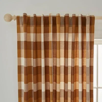 Dunelm Aspen Woven Check Blackout Eyelet Curtains