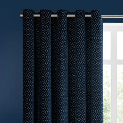 Dunelm Diamond Geometric Velvet Eyelet Curtains