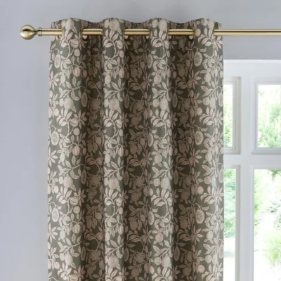 Dunelm Vintage Pod Linen Print Eyelet Curtains