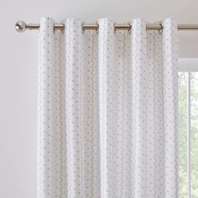 Dunelm Ditsy Stripe Blackout Eyelet Curtains