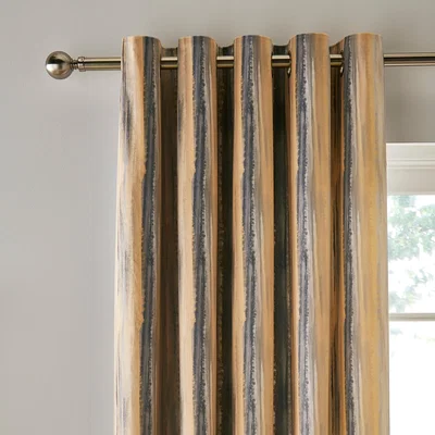 Dunelm Watercolour Stripe Eyelet Curtains Ochre