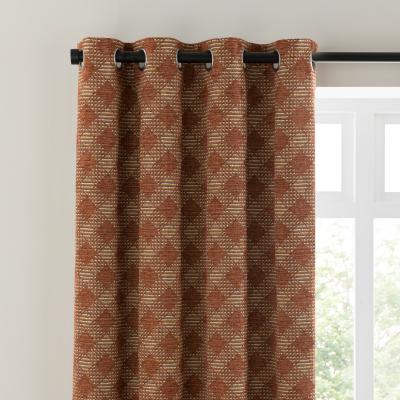 Dunelm Brody Check Thermal Eyelet Curtains Butterscotch (Orange)