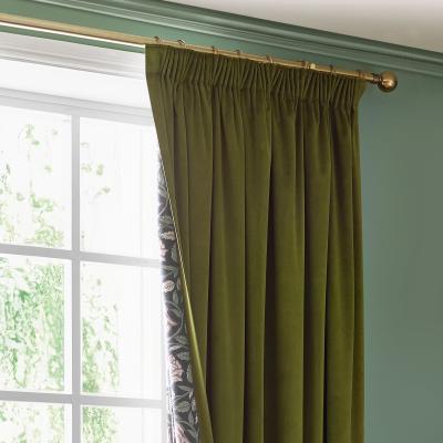 Dunelm Thornton Floral Lining Pencil Pleat Curtains Olive