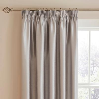 Dunelm Novanna Faux Silk Blackout Pencil Pleat Curtains Silver
