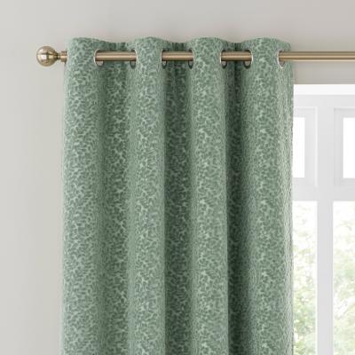Dunelm Odetta Cut Velvet Thermal Eyelet Curtains Yew