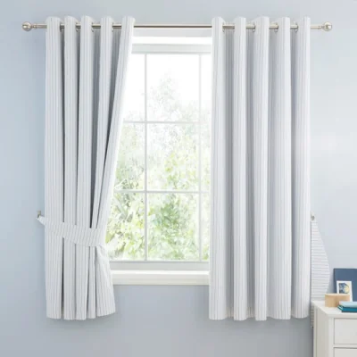 Dunelm Stripe Seersucker Cotton Blackout Eyelet Curtains