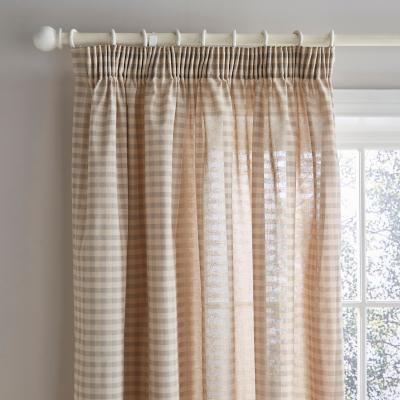 Dunelm Gingham Pencil Pleat Curtains Natural