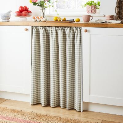 Dunelm Gingham Kitchen Cupboard Slot Top Curtain Sage