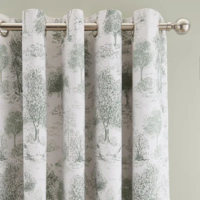 Dunelm Toile Trees Polycotton Blackout Eyelet Curtains
