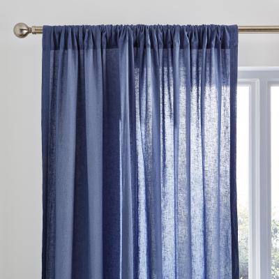 Dunelm Cotton Linen Slot Top Voile Panel Folkstone Blue