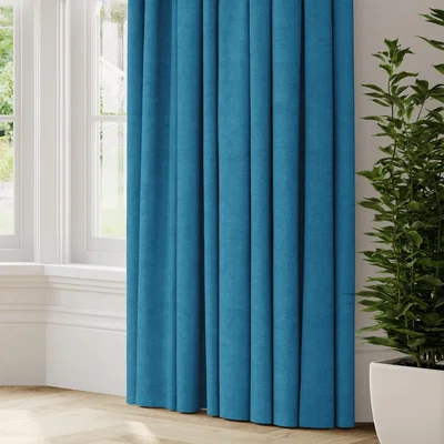 Dunelm Luxury Velvet Made to Measure Curtains Lux Velvet French Blue