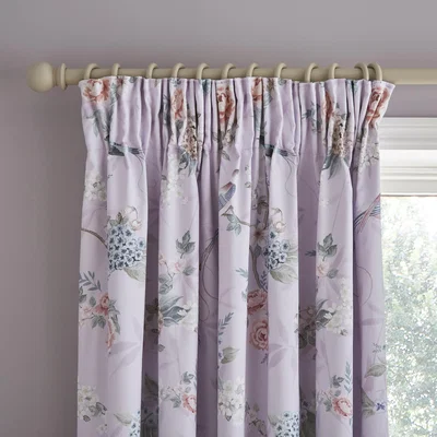Dunelm Dorma Love Bird Lavender Blackout Pencil Pleat Curtains Lavender (Purple)