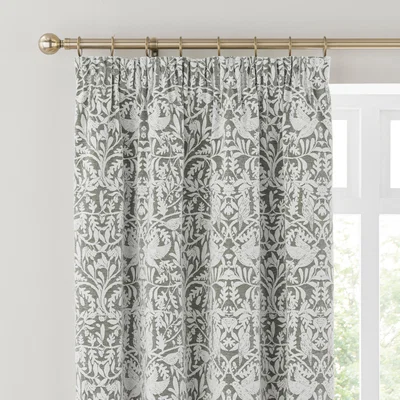 Dunelm Alora Chenille Thermal Pencil Pleat Curtains Olive (Green)