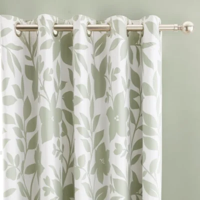 Dunelm Ava Floral Polycotton Blackout Eyelet Curtains