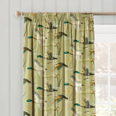 Dunelm Mallards in Flight Pencil Pleat Curtains Green