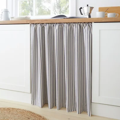 Dunelm Linford Stripe Slot Top Unlined Undercounter Curtain