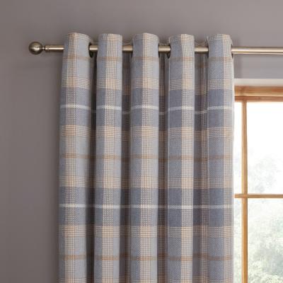 Dunelm Ember Chenille Thermal Grey & Natural Eyelet Curtains Natural (Grey)
