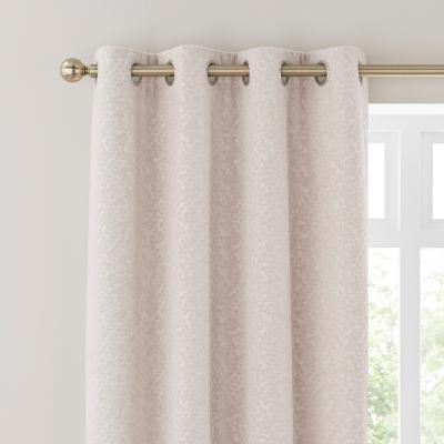 Dunelm Odetta Cut Velvet Thermal Eyelet Curtains Sandstone