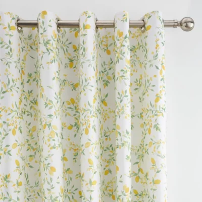 Dunelm Evie Lemons 100% Cotton Eyelet Blackout Curtains