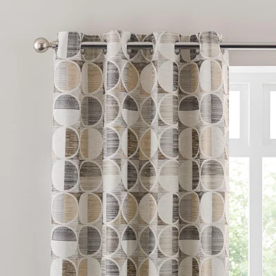 Dunelm Cai Circle Jacquard Eyelet Curtains Natural