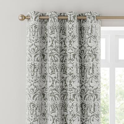 Dunelm Alora Chenille Eyelet Curtains Olive (Green)