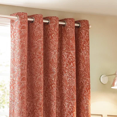 Dunelm Grantley Brick Eyelet Curtains Brick (Orange)