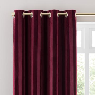 Dunelm Milford Stripe Eyelet Curtains Wine (Red)