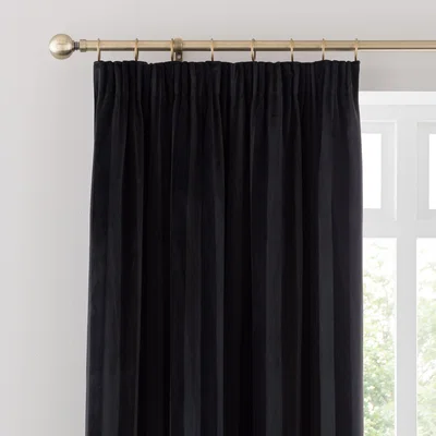 Dunelm Milford Stripe Pencil Pleat Curtains Black