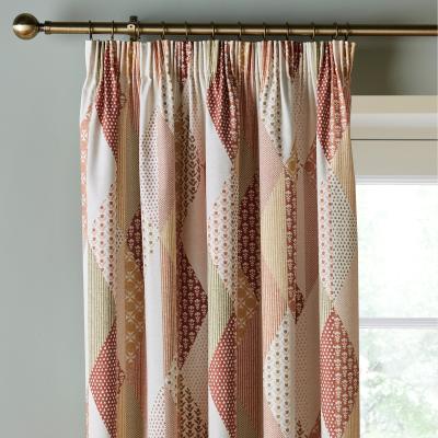Dunelm Patchwork Print Pencil Pleat Curtains Orange