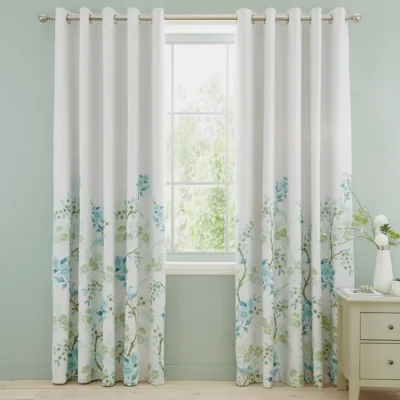Dunelm Ditsy Bird Polycotton Blackout Eyelet Curtains