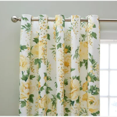 Dunelm Hidcote Peonies Polycotton Eyelet Blackout Curtains