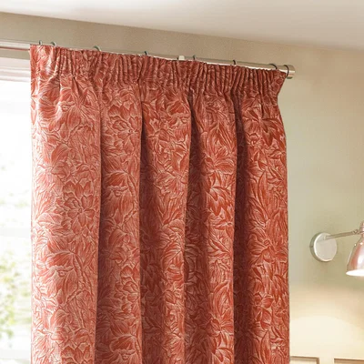 Dunelm Grantley Brick Pencil Pleat Curtains Brick (Orange)