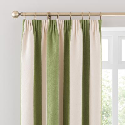 Dunelm Boucle Stripe Pencil Pleat Curtains Olive