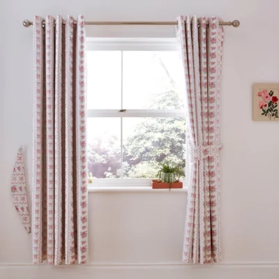 Dunelm Vintage Floral Cotton Blackout Eyelet Curtains