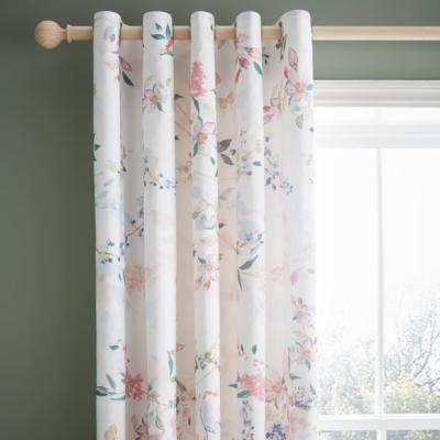Dunelm Esther Floral Polycotton Blackout Eyelet Curtains