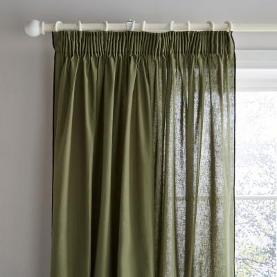 Dunelm Contrast Edge Pencil Pleat Curtains Olive
