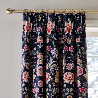 Dunelm Dorma Midnight Garden Ink Blackout Pencil Pleat Curtains Ink (Blue)