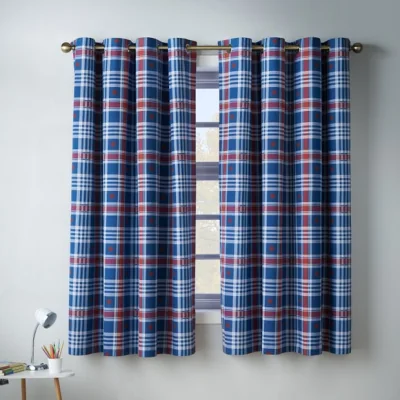 Dunelm Catherine Lansfield Stars and Check Eyelet Curtains
