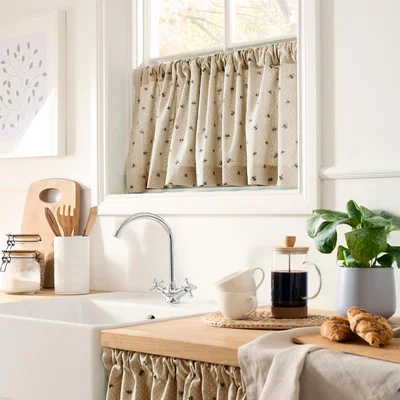Dunelm Bees Café Style Unlined Slot Top Single Curtain