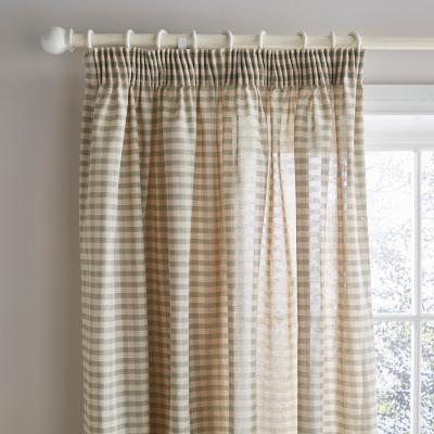 Dunelm Gingham Pencil Pleat Curtains Sage