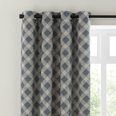 Dunelm Brody Check Thermal Eyelet Curtains Navy