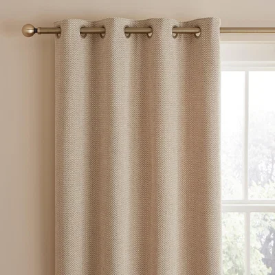 Dunelm Herringbone Chenille Thermal Eyelet Curtains Natural