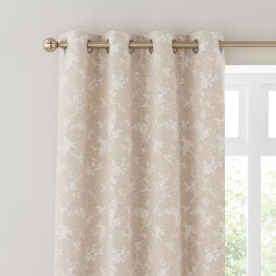 Dunelm Floral Herringbone Thermal Eyelet Curtains Natural