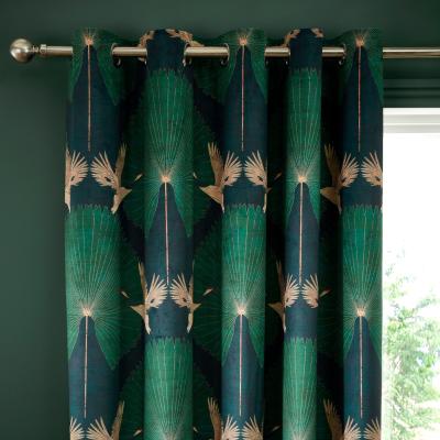 Dunelm Luxe Crane Velour Eyelet Curtains Green