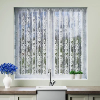 Dunelm Damask Slot Top Net Curtain White