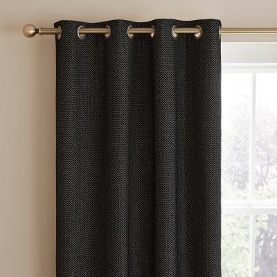 Dunelm Herringbone Chenille Thermal Eyelet Curtains Black