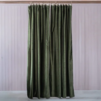 Graham & Green Graham and Green Olive Velvet Curtain - 140 x 228cm