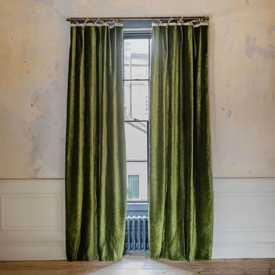 Graham & Green Graham and Green Avocado Velvet Single Curtains 140 x 270cm