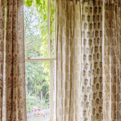 Graham & Green Graham and Green Blossom Floral Block Printed Single Curtain